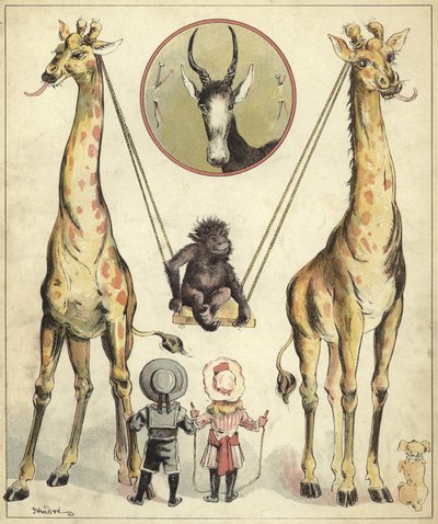 Giraffen spelen met aap door Richard Andre